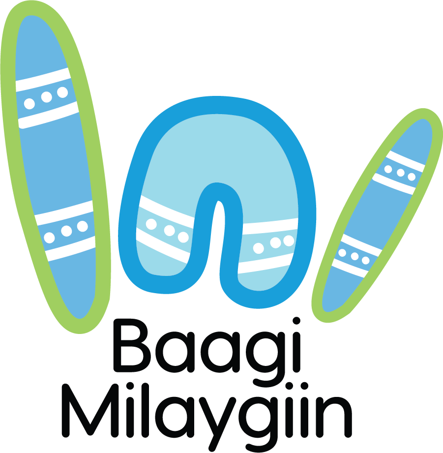 Coloured and black Baagi Milaygiin icon logo