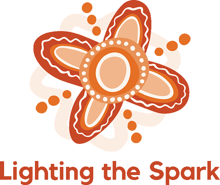 A logo saying Lighting the Spark with an icon above.